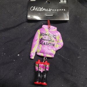 Hunting Favorite Season" Christmas ornament pink camouflage Hoodie And Boots
